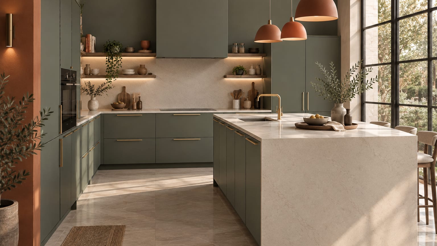Cuisine réalisée en panneaux laminés décor bois